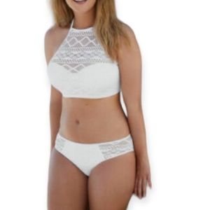 NWOT FREYA Sundance White 2 Piece Swimsuit Size L Botton| 36D Top
